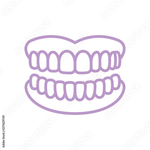 Human teeth and smile outline for dental health