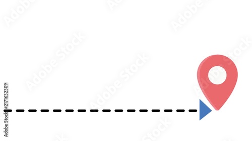 Abstract location icon fast tracking map pin icon animation. Location track from one place to another. video animation on white background, location pin icon animation. Search address road sign, pro.