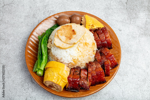 Hong Kong Style Char Siu and Poached Chicken Combo Rice Plate