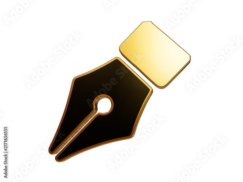 Canvastavla Elegant golden fountain pen nib icon for luxury signature writing content creation and business contract signing