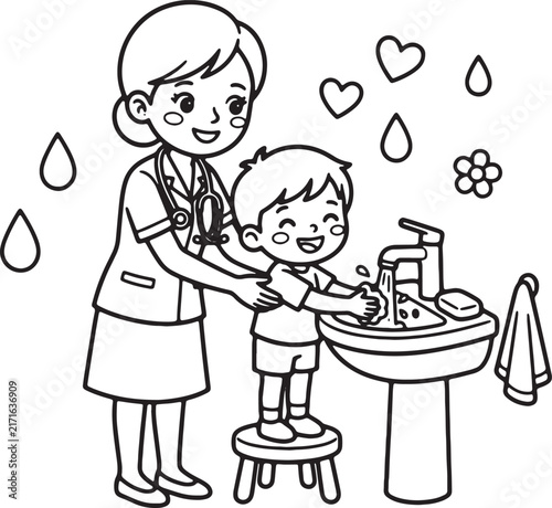 Happy chef holding baby in kitchen with pots and bubbles