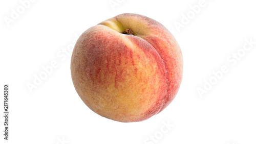 Fotografie Whole fresh ripe peach fruit organic food harvest isolated on a white background