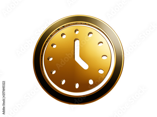 Obraz na płótnie Golden clock icon with dark metallic ring for time management countdown scheduling and punctual business meetings