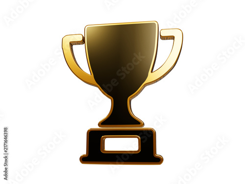 Konstfotografi Shiny gold and dark trophy cup 3d render for award presentation and winner celebration
