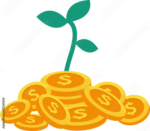 Coin Investment Illustration for Financial Growth, Wealth Management, Savings, Profit, Business Finance, and Investment Concept Design. Vector Isolated.