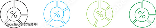 Foto Colorful proportion icon set in multiple styles for design, business, charts, layouts, infographics