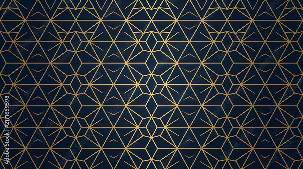 Abstract luxury geometric pattern with gold lines on dark background