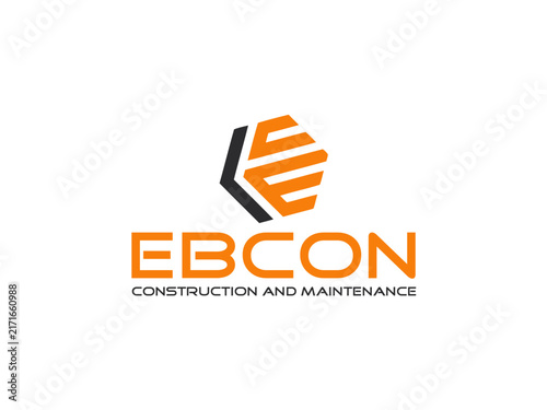 Geometric logo with orange and black elements on a white background