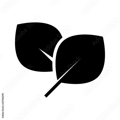tylized two-leaf botanical logo with curved natural shapes, suitable for organic products, gardening, wellness, environmental branding, and nature-related designs.