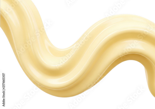 Creamy swirl of smooth vanilla pudding or yogurt isolated on transparent background