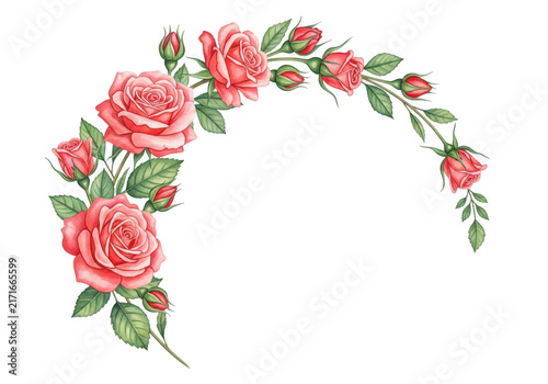 Beautiful pink rose flower arch frame for wedding design isolated on transparent background
