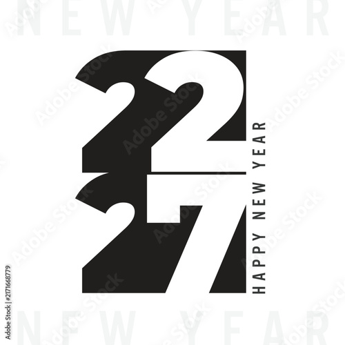 Happy New Year 2027 Typography Design on White Background