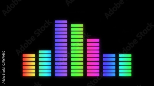RGB colored audio equalizer sound wave bars animation on black background