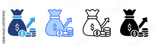 Profit Growth icon set multiple style collection