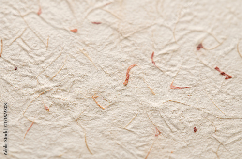 Textured paper with embedded plant fibers presents a neutral background