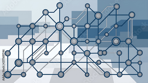 Resilient network architecture abstract with reinforced geometric nod