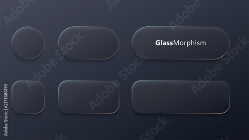 Dark Theme Glassmorphism Blank UI Panel Set with Frosted Glass Effect and Golden Outline for Premium Website Interface and Dashboard Elements