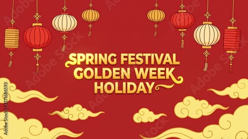 Chinese Spring Festival Golden Week Holiday Motion Graphics Background
