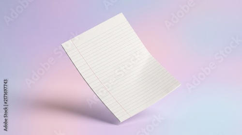 Lined paper floats against a soft pastel gradient background, offering ample space for creative writing.