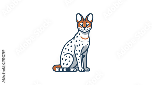 Canvas Print Minimalist spotted wild cat vector illustration in flat style