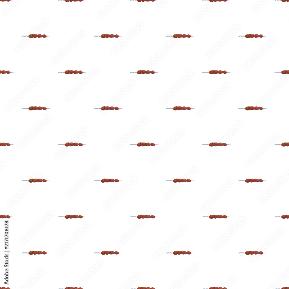 Fototapeta premium Grilled kebab skewers forming a seamless repeating pattern on a white background