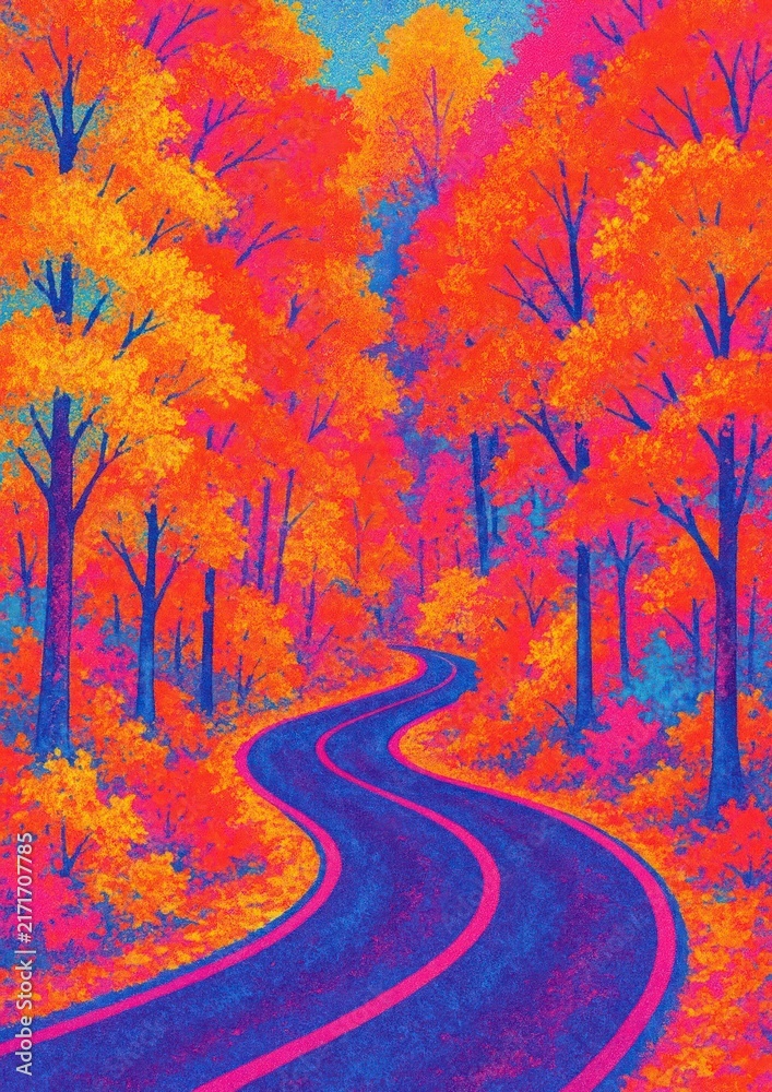 Fototapeta premium Vibrant autumn forest path