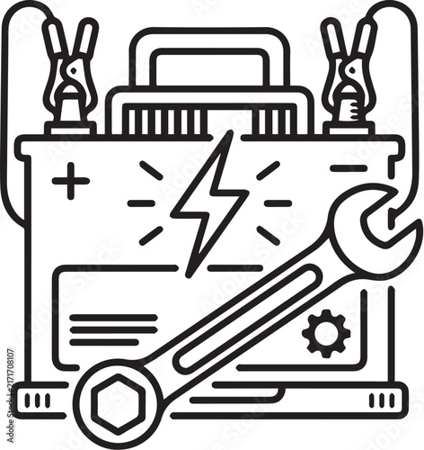 Car battery repair and maintenance icon
