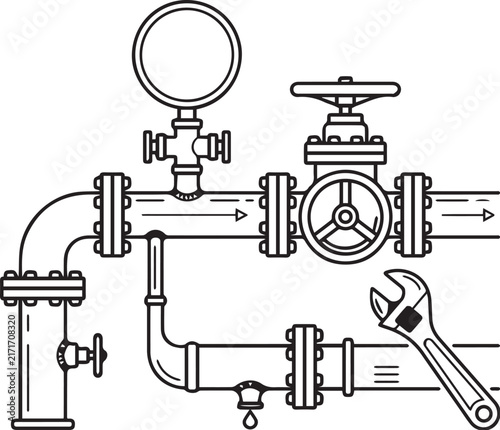 Industrial Pipeline Plumbing System Illustration