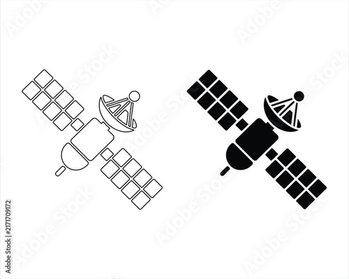 Satellite Silhouette Isolated On White Background. satellite silhouette vector. Satellite Icon
