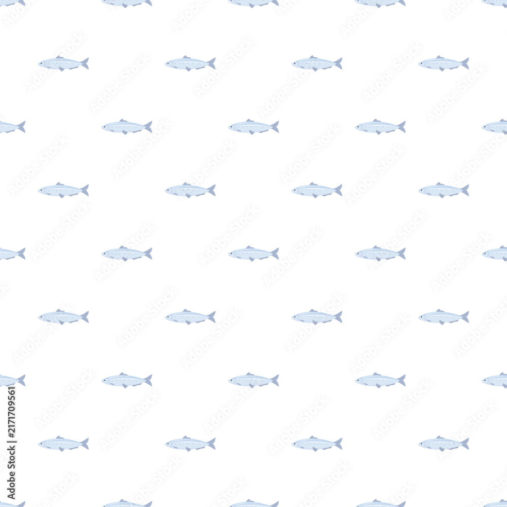 Fototapeta premium Small blue herring fish creating a seamless underwater pattern