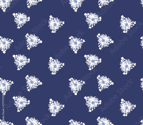 Japanese Flower Triangle Motif Vector Seamless Pattern
