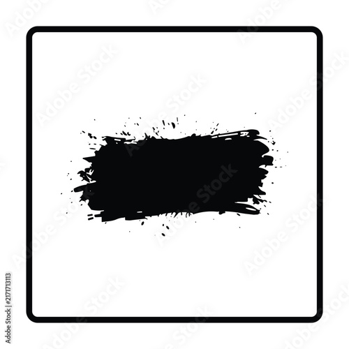 Black Horizontal Dry Brush Stroke Paint Swipe With Splatter Abstract Artistic Grunge Texture Background Vector Illustration