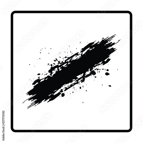 Black Rough Diagonal Dry Brush Stroke Paint Swipe With Splatter Orientation Design Element