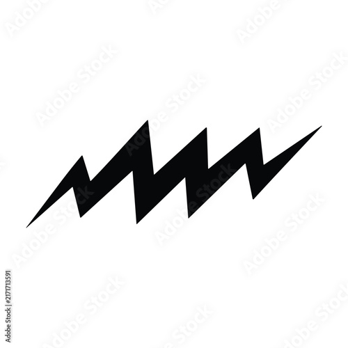 Black Jagged Lightning Bolt Icon Vector Illustration Isolated On White Background For Graphic Design