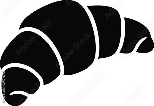 Black and white croissant vector illustration for bakery and pastry food concepts