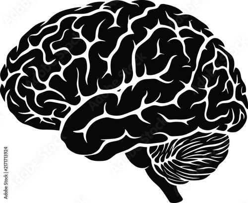 Black and white human brain vector illustration for science and medical education concepts