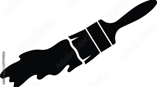 Black and white paintbrush with paint stroke vector illustration for art and DIY concepts