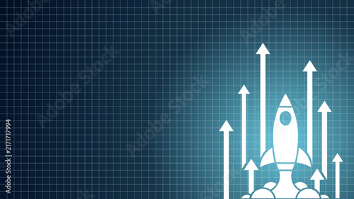Rocket Launch Growth Business Success Concept with Upward Arrows