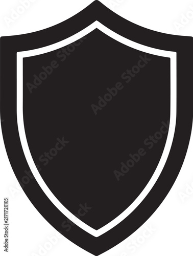 Solid security shield with white outline border icon vector design