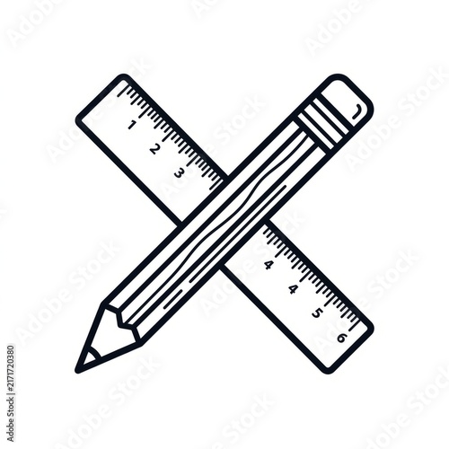 Black and white illustration of a set of vintage metal rulers and measuring tools.