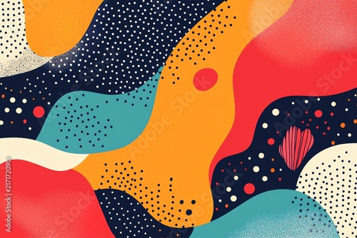 Abstract Colorful Geometric Pattern with Dotted and Wavy Elements for Modern Design