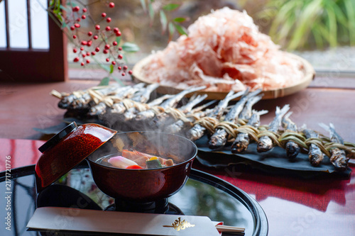 Obraz w ramie 鰹節とあごの出汁祝の碗