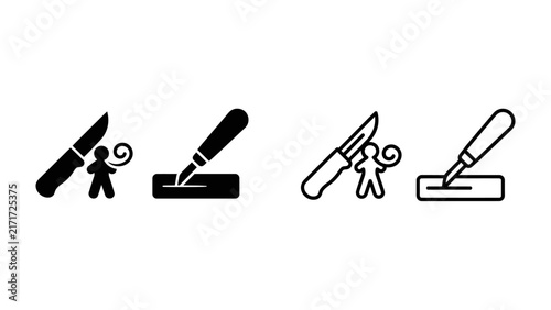 Gingerbread Man Decorating Icon: A charming illustration featuring a gingerbread man figure holding a knife next to a block, and a stylus preparing to decorate.