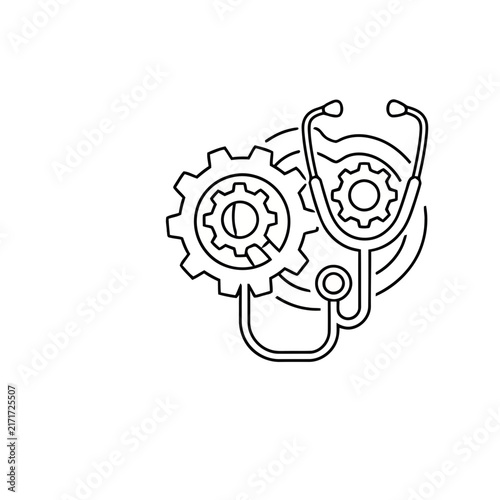 Stethoscope and Gears Icon
