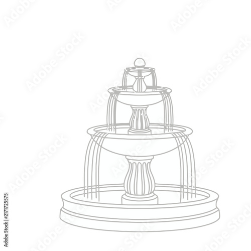 Tiered Fountain with Water Flowing
