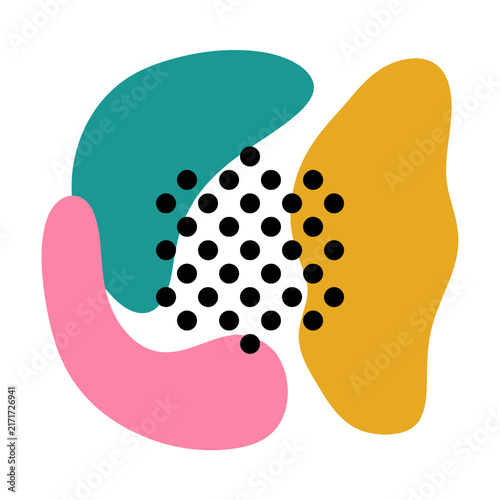 abstract organic shapes with polka dot pattern.