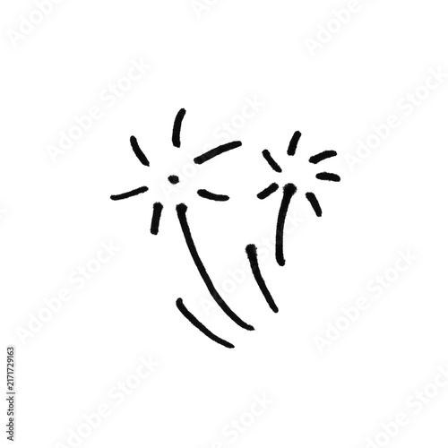 Doodle Fireworks Explosion Brush Stroke Set on White Background | Hand Drawn Celebration Sketch