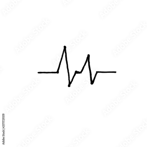 Hand-drawn Heartbeat ECG Monitor Line Doodle Vector Sketch Brush