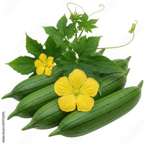 A vibrant display of okra plants with yellow flowers and green pods.