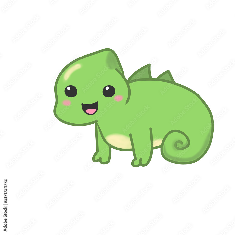 Fototapeta premium Cute Chameleon Hand Drawn Vector